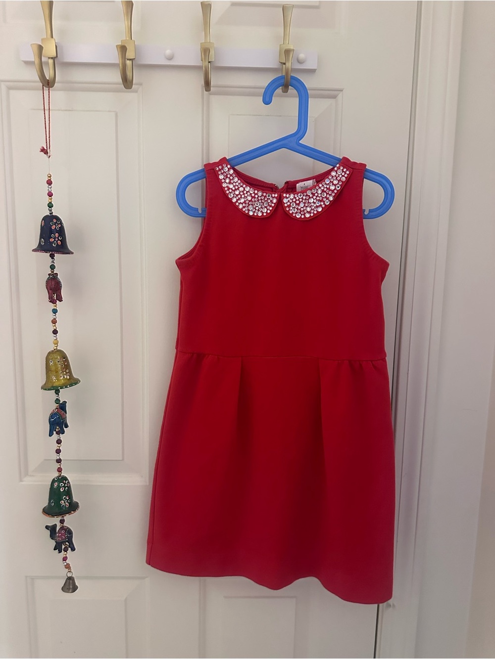 Crewcuts Red Sleeveless Dress with Jeweled Peter Pan Collar